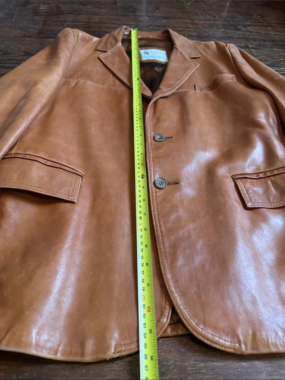 Vintage 70’s London Fog Cognac Leather Blazer Jacket 46R - Made In USA